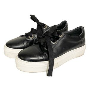 Jonak Paris Size 37/ US 6.5/7 Black Leather Lace Up Low Top Sneaker